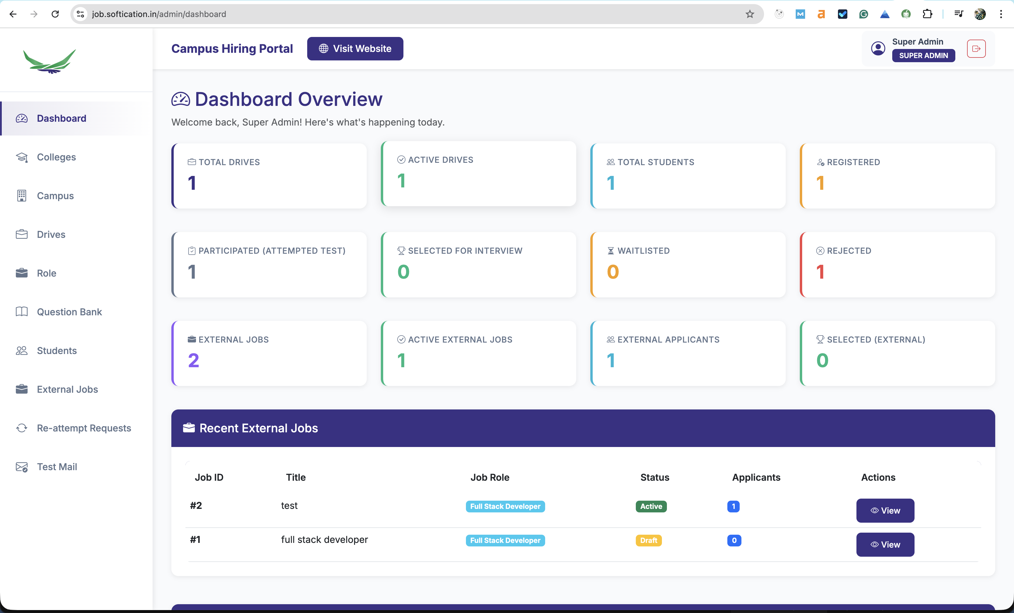 Online assessment and automated evaluation for campus recruitment