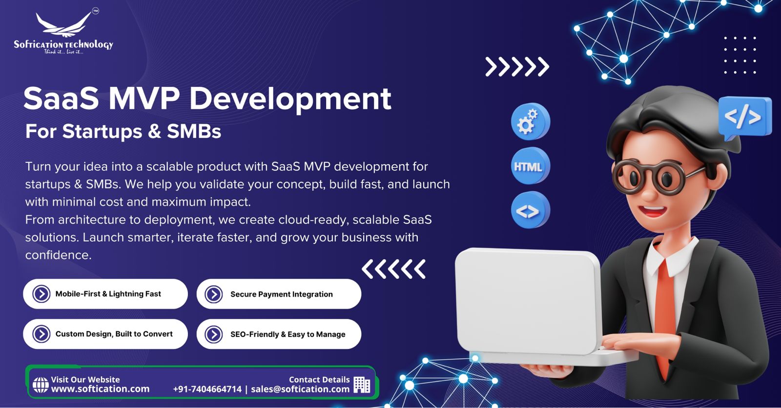 The Ultimate Guide to SaaS MVP Development & Digital Transformation: Why Global Startups Choose Indian IT Agencies Like SoftiCation for Scalable Growth - Web Applications article by SoftiCation Technology