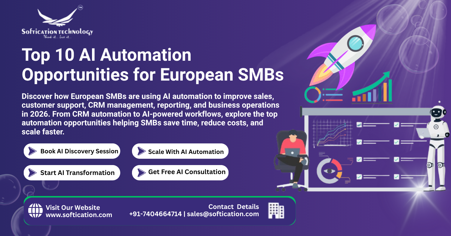 AI Automation for SMBs in Europe (2026): CRM, Sales & Workflow Automation - Web Applications article by SoftiCation Technology