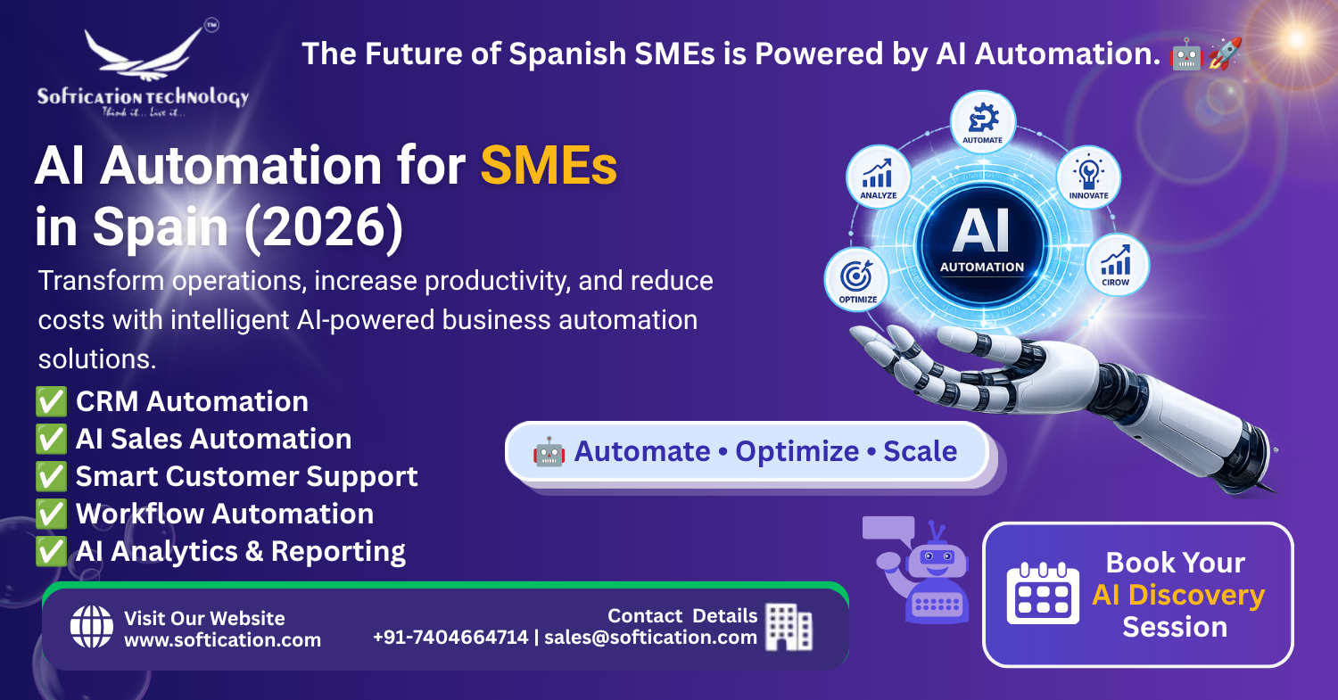 AI Automation for SMEs in Spain (2026): CRM, Sales, Workflow & Business Process Automation - Web Applications article by SoftiCation Technology