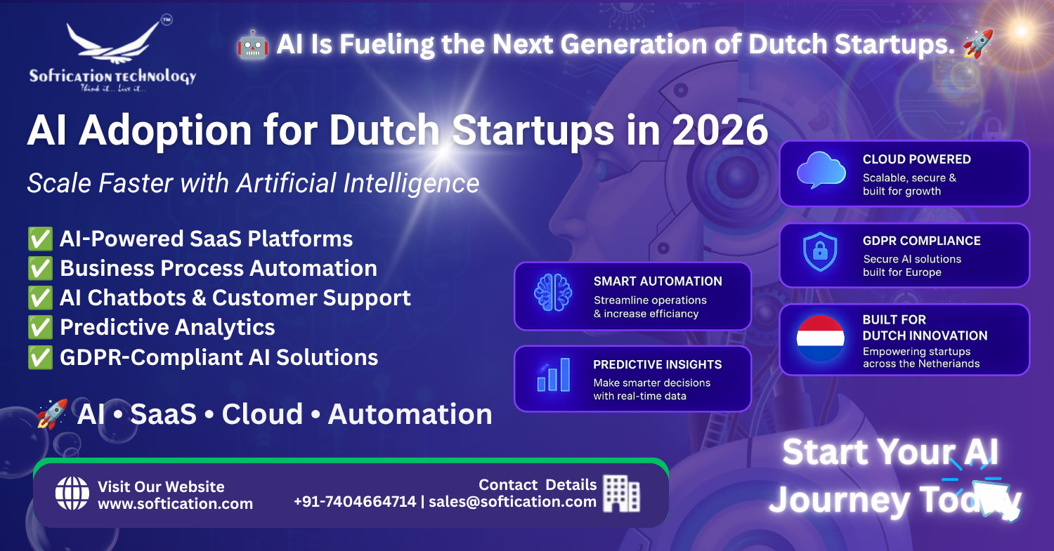 AI Adoption for Dutch Startups in 2026: Automation, SaaS Innovation & Business Growth - select Categories article by SoftiCation Technology