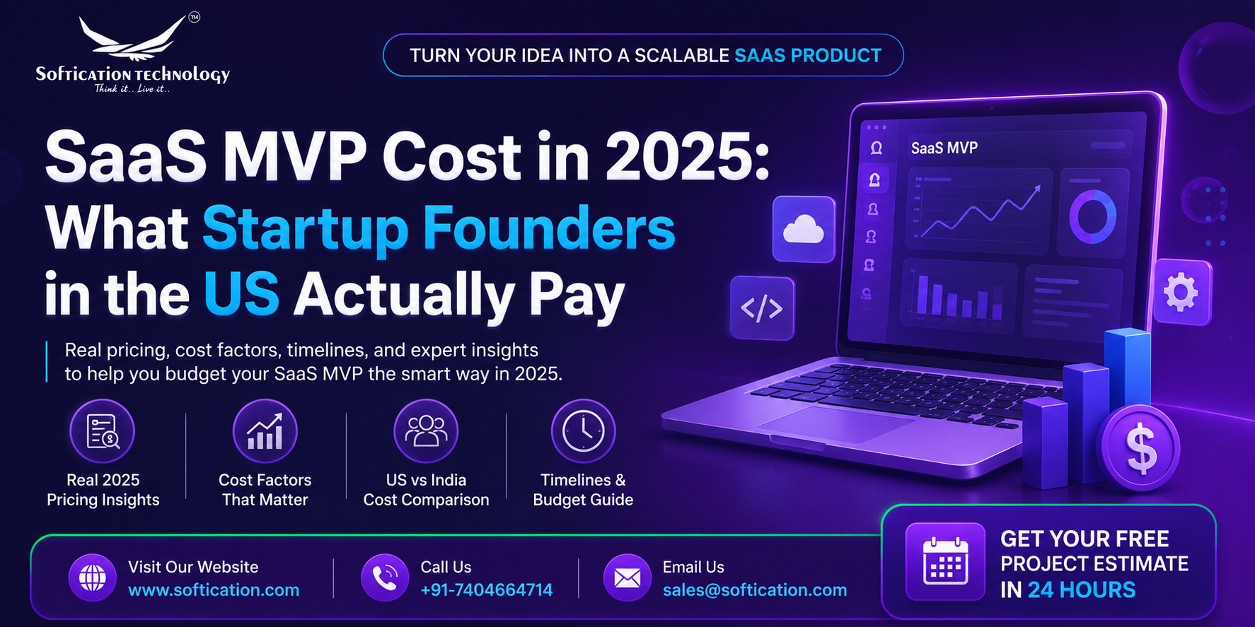 SaaS MVP Cost in 2025: US Startup Pricing Guide & Budget - Web Applications article by SoftiCation Technology