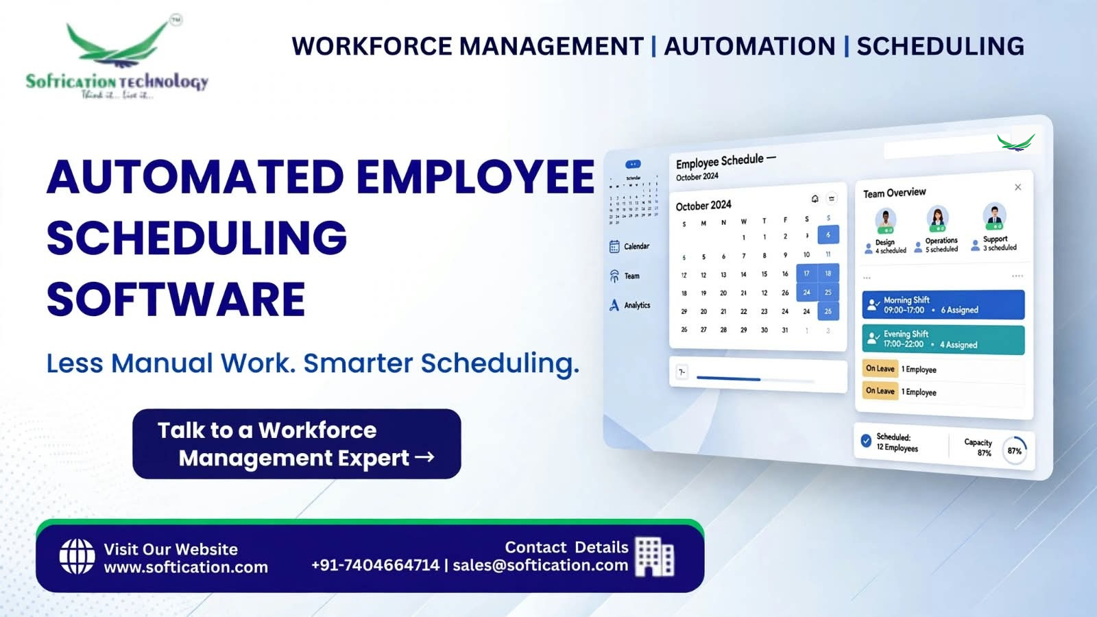 Automated Employee Scheduling Software: Reduce Manual Work, Overtime & Scheduling Errors - Web Applications article by SoftiCation Technology